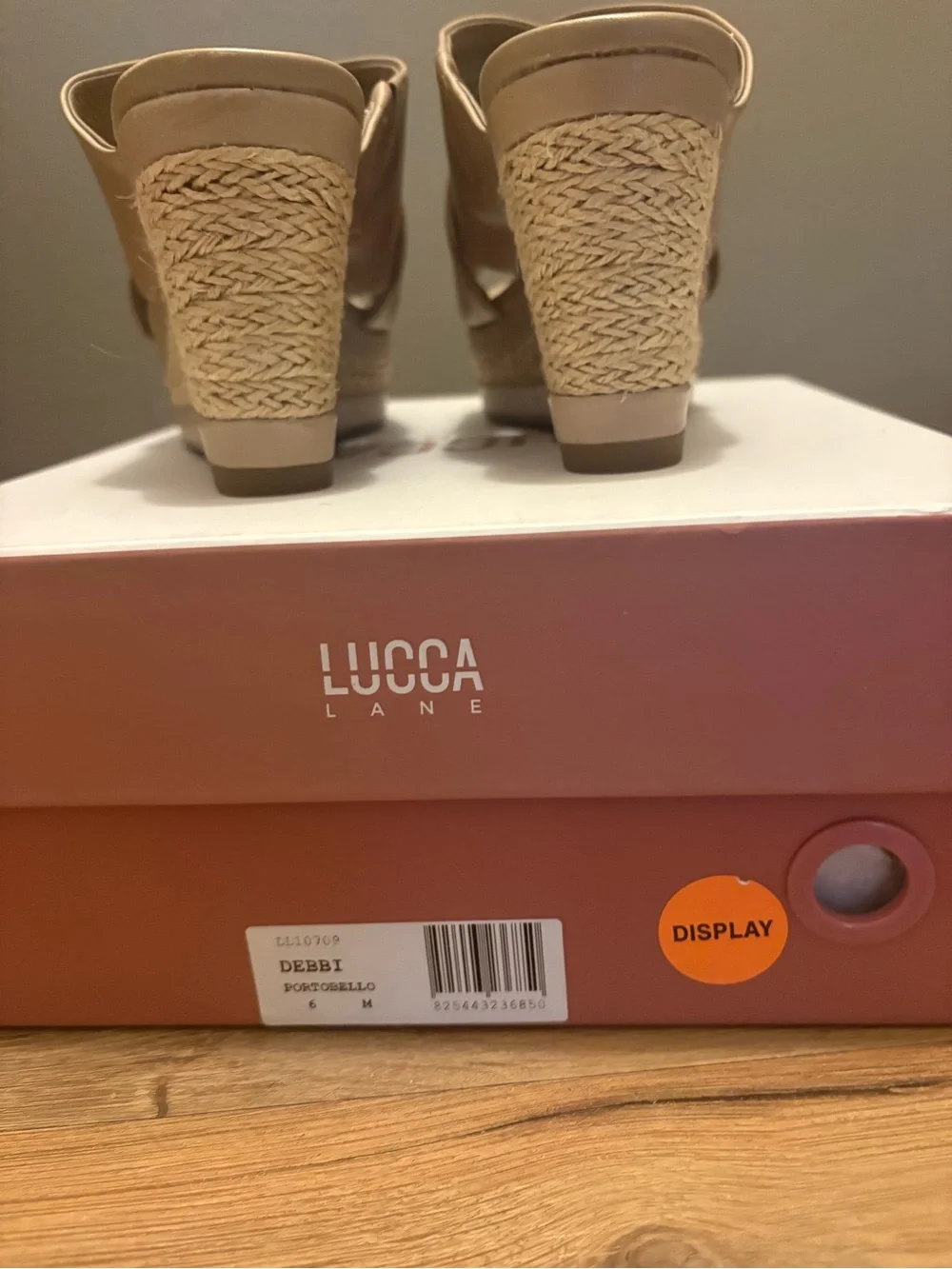 LUCCA Debbi Taupe Cross-Band Espadrille Platform Sandals